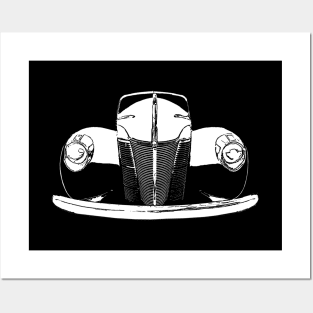 1940 Ford Deluxe - stylized white on dark background Posters and Art